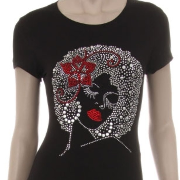 Tops - Afro Lady Black T-shirt